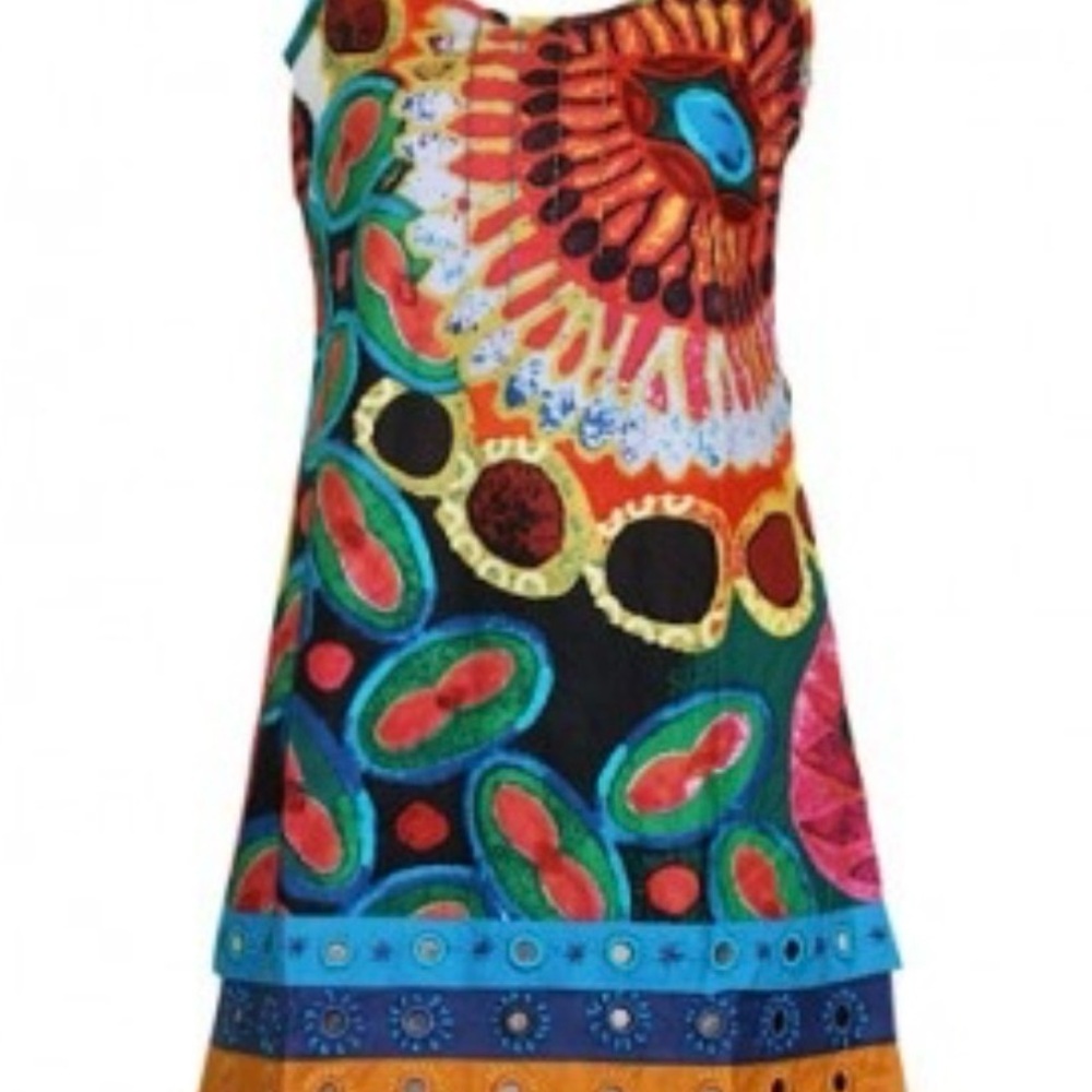 Desigual Women’s Vintage Multicolor Printed Cotton Dress Size Tag Missing - Picture 2 of 10
